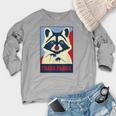 Trash Panda Raccoon Lover Poster Animal Women's Crewneck Raglan Sweatshirt  Heather Light Gray