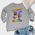 Tummy Ache Survivor Women's Raglan Sweatshirt - Small | Cute Raccoon Design Heather Light Gray