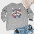 Watercolor Raccoon Sweatshirt - Classic Crewneck Raglan for Women Heather Light Gray