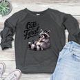Cute But Feral Panda Raccoon Costume Raccoon Trash Women's Crewneck Raglan Sweatshirt  Heather Dark Gray