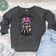 Cute Feral Raccoon Women's Crewneck Raglan Sweatshirt | Fun Design Heather Dark Gray