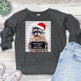 Dear Santa Sweatshirt - Women's Christmas Raglan with Raccoon Theme Heather Dark Gray