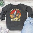 Get In Loser Women's Crewneck Sweatshirt | Fun Raccoon Opossum Theme Heather Dark Gray