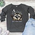It's Called Trash Can Not Trash Cannot Funny Racoon Women's Crewneck Raglan Sweatshirt  Heather Dark Gray