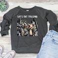 Let's Get Trashed Raccoon And Opossum Drinking Beer Women's Crewneck Raglan Sweatshirt  Heather Dark Gray