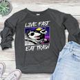 Panda-Eat Trash Raglan Sweatshirt - Women | Animal Lover Style Heather Dark Gray