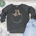 Pocket Raccoon Raglan Sweatshirt - Women's Crewneck Tee Heather Dark Gray
