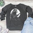 Raccoon Guitarist Women's Crewneck Sweatshirt | Moonlit Music Theme Heather Dark Gray