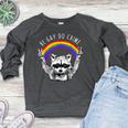Raccoon LGBTQ Pride Women's Crewneck | Rainbow Raglan Sweatshirt Heather Dark Gray