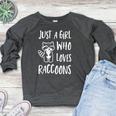 Raccoon Lover Women's Crewneck Sweatshirt - Cozy Animal Theme Heather Dark Gray