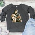 Raccoon Lover Women's Crewneck Sweatshirt - Vintage Jesus Hug Design Heather Dark Gray
