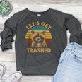 Raccoon Lovers Raglan Sweatshirt - Fun Animal Theme for Women Heather Dark Gray