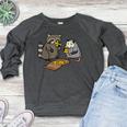Raccoon & Opossum Pizza Party Raglan Sweatshirt | Unisex Fun Streetwear Heather Dark Gray