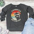Raccoon Raglan Sweatshirt - Vintage Women's Crewneck for Casual Wear Heather Dark Gray