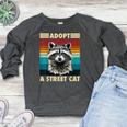 Raccoon Retro Raglan Sweatshirt - Unisex Vintage Style Heather Dark Gray