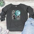Raccoon Sweatshirt - Whimsical Lunar Trio Women's Crewneck Raglan Heather Dark Gray