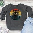 Raccoon Women's Crewneck Raglan Sweatshirt - Cozy & Casual Heather Dark Gray