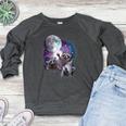 Raccoon Women's Crewneck Raglan Sweatshirt - Moonlit Wilderness Heather Dark Gray