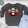 Retro Panda BBQ Pool Party Sweatshirt - Women's Raglan Crewneck Heather Dark Gray