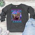 Retro Raccoon Meme Women's Raglan Sweatshirt | Fun & Eclectic Fashion Heather Dark Gray