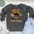 Save The Trash Pandas | Women's Crewneck Raccoon Animal Sweatshirt Heather Dark Gray