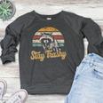 Stay Trashy Meme Women's Raglan Sweatshirt | Cute Opossum & Raccoon Heather Dark Gray