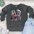 Three Racoon Moon 3 Racoon Moon Cursed Meme Women's Crewneck Raglan Sweatshirt  Heather Dark Gray