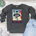 Trash Panda Raccoon Lover Poster Animal Women's Crewneck Raglan Sweatshirt  Heather Dark Gray