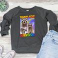 Tummy Ache Survivor Women's Raglan Sweatshirt - Small | Cute Raccoon Design Heather Dark Gray
