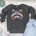 Watercolor Raccoon Sweatshirt - Classic Crewneck Raglan for Women Heather Dark Gray