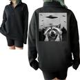 Alien UFO Raccoon Half-Zip Oversized Sweatshirt - Unisex Fun Animal Theme Black