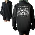 Cute Baby Raccoon Oversized Half Zip Sweatshirt | Whimsical Charm Black