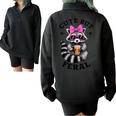 Cute But Feral Colorful Racoon With Sunglasses Racoon Small Half Zip Oversized Sweatshirt Black
