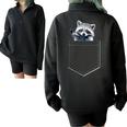 Cute Raccoon Pocket Sweatshirt | Cozy Half Zip Oversized Top Black