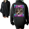 Even Baddies Get Saddies Raccoon Meme | Oversized Half-Zip Sweatshirt Black