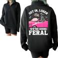 Get In Loser Sweatshirt - Oversized Half Zip Raccoon Opossum Meme Black
