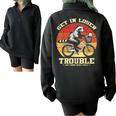 Get In Loser Trash Panda Raccoon Half Zip Oversized Sweatshirt Black