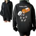 Happy Raccoon Lover Half-Zip Oversized Sweatshirt Black