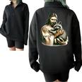 Jesus Hugging Raccoon Vintage Sweatshirt | Cozy Oversized Half-Zip Black