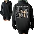 Let's Get Trashed Raccoon And Opossum Drinking Beer Half Zip Oversized Sweatshirt Black