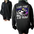 Live Fast Eat Trash - Street Cats & Raccoon Opossum Lovers Sweatshirt Black