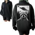 Oversized Half Zip Sweatshirt - Alien UFO Raccoon Theme Black