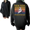 Pew Pew Raccoon Lover - Vintage Half Zip Oversized Sweatshirt Black