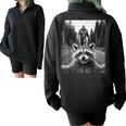 Raccoon Bigfoot Sweatshirt - Scared Selfie Design, Cozy Half Zip Black