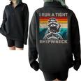 Raccoon Captain Vintage Sweatshirt - Humorous Half Zip Design Black