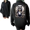 Raccoon Eating Instant Noodle Cup For Women Men Half Zip Oversized Sweatshirt Black