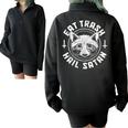 Raccoon Gothic Oversized Sweatshirt - Halloween Half Zip Style Black