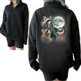 Raccoon Howling Sweatshirt - Unique Cursed Half-Zip Oversized Style Black