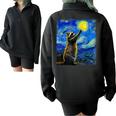 Raccoon Lover Half Zip Oversized Sweatshirt - Van Gogh Starry Night Theme Black