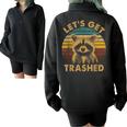 Raccoon Lovers Half Zip Oversized Sweatshirt | Cute & Playful Design Black